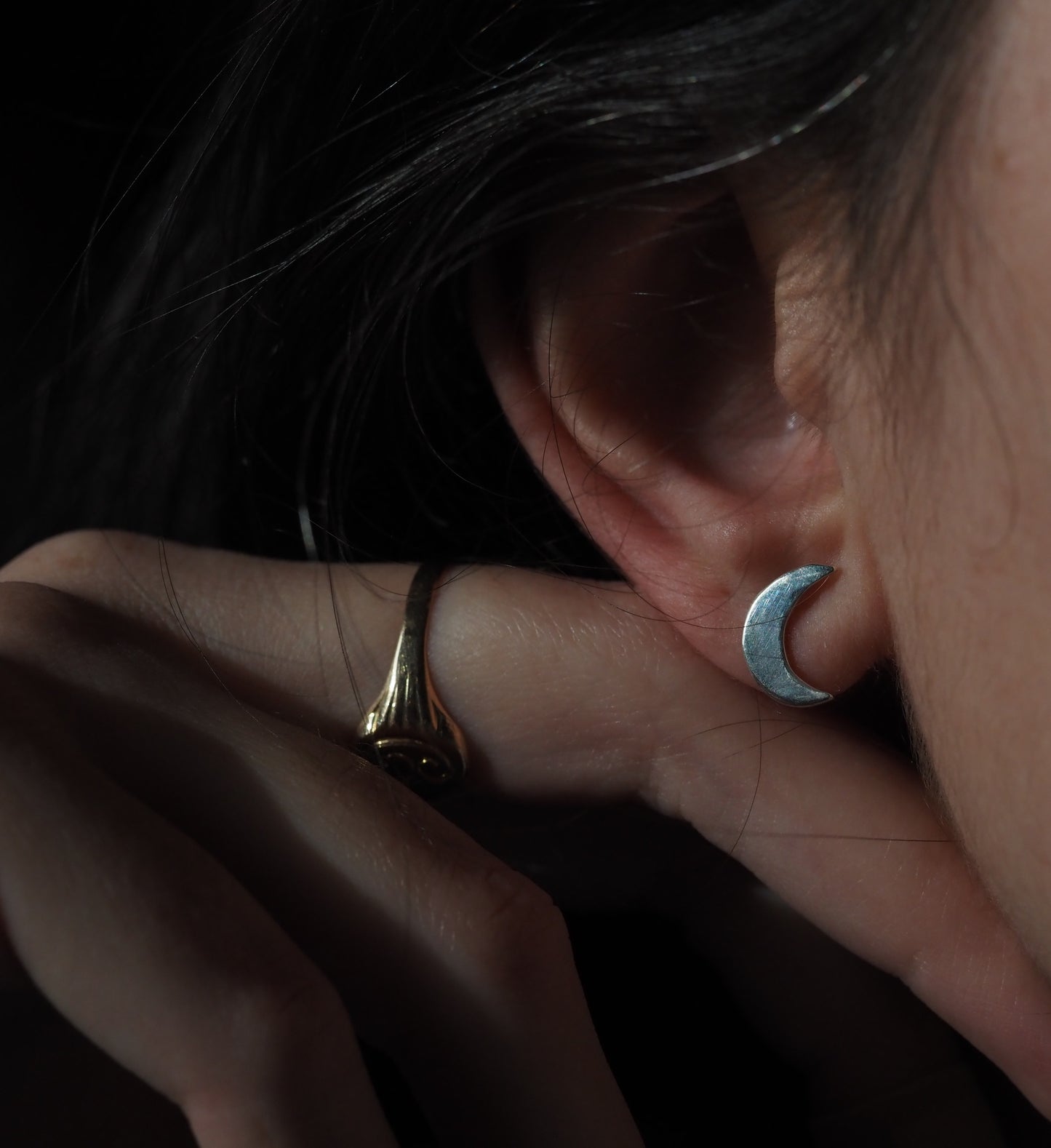 Boucles d'oreilles Lune en argent