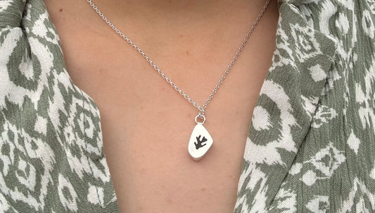 Collier Argent Verre Poli - Bijou Unique