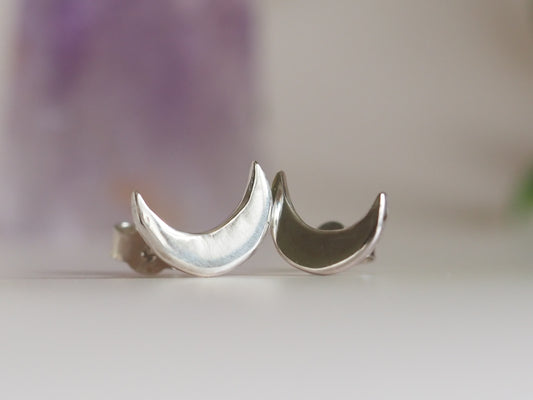 Boucles d'oreilles lune en argent 